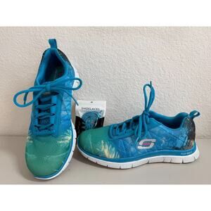 Skechers Flex Appeal Trade Winds Knit Memory Foam Sneakers Size 8 Turquoise